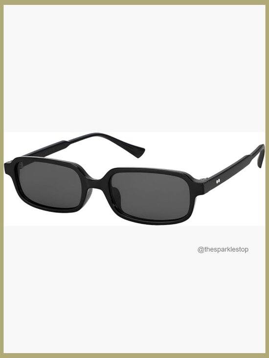 Retro Rectangle Sunglasses with UV400 Protection Narrow Frame main image 4